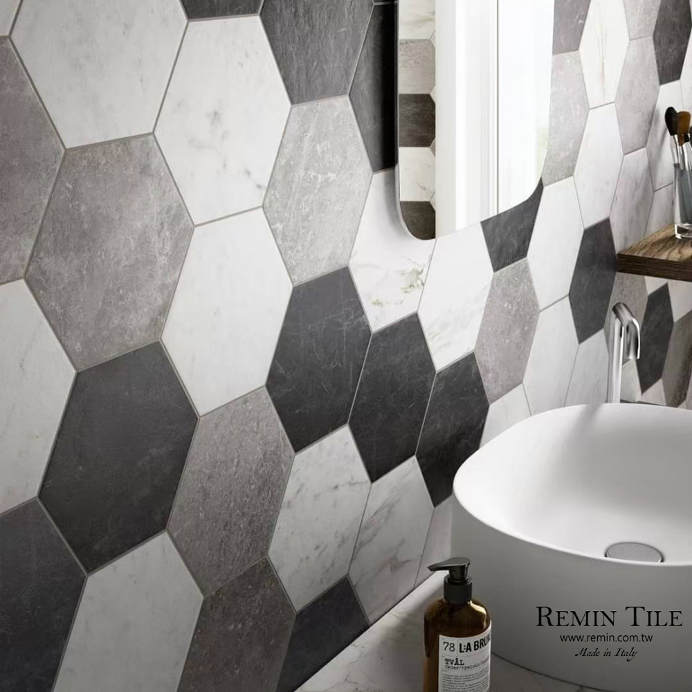 石紋六角磚 六角石紋磚 壁磚 地磚 台北門市 實磚展示