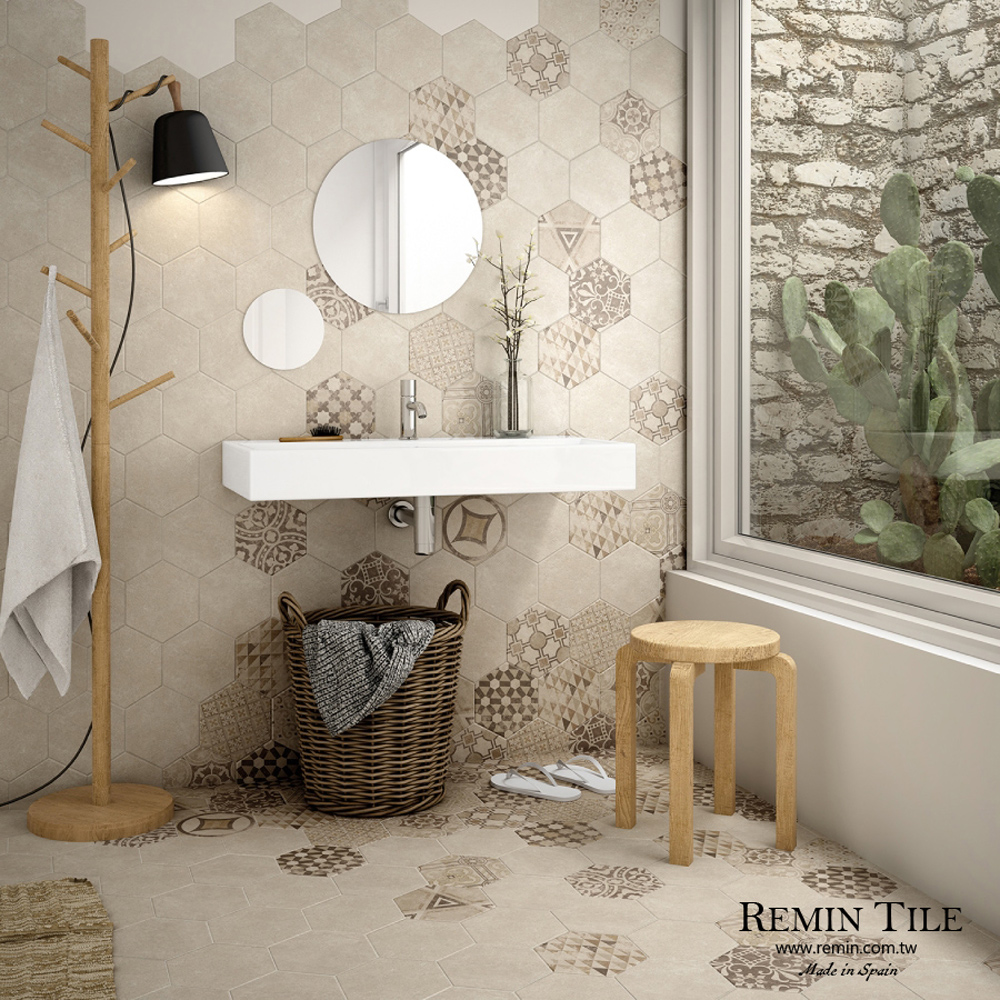 六角磚 復古花磚 幾何花磚六角磚 菱格紋六角磚 壁磚 地磚 台北門市 實磚展示