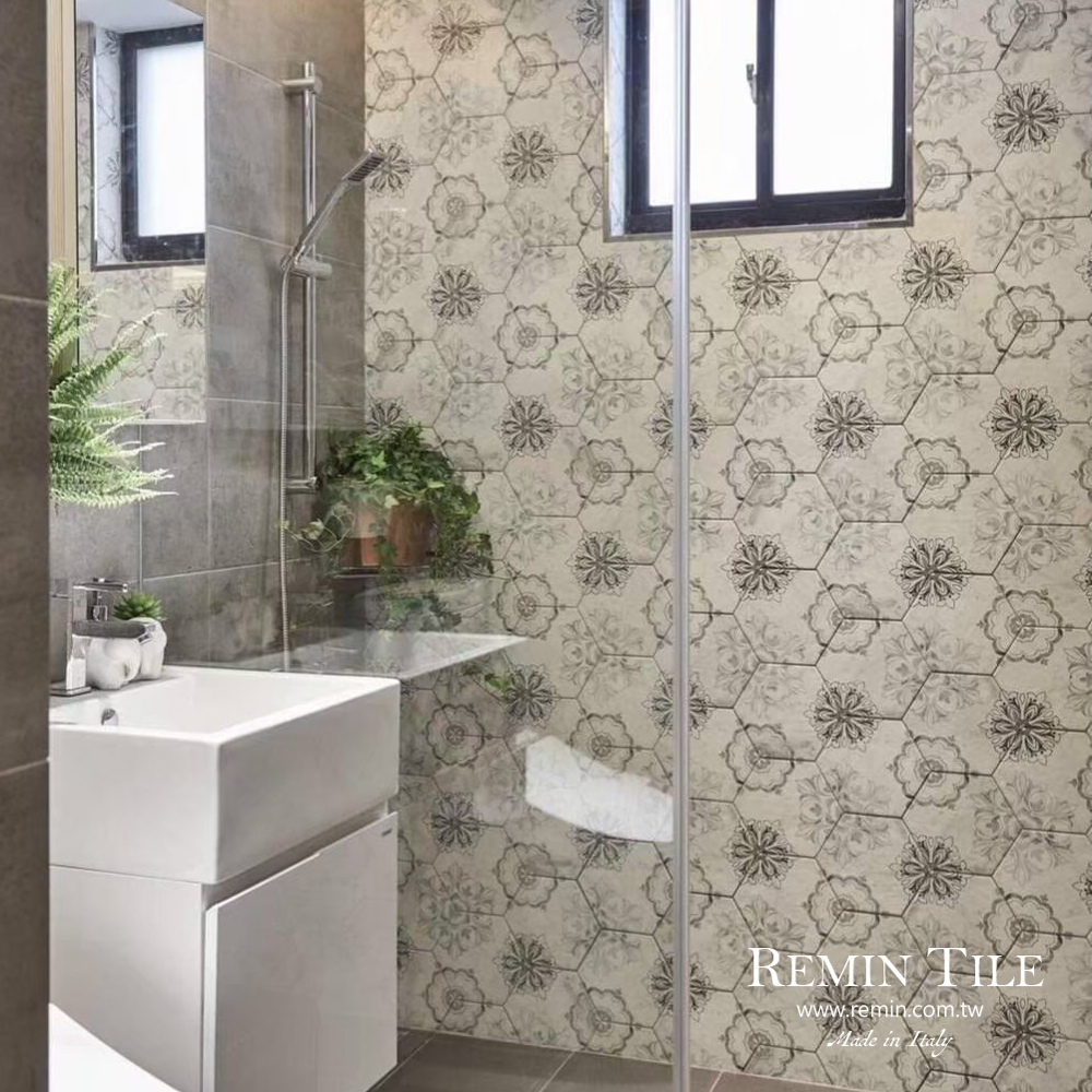石紋六角磚 六角石紋花磚 壁磚 地磚 台北門市 實磚展示