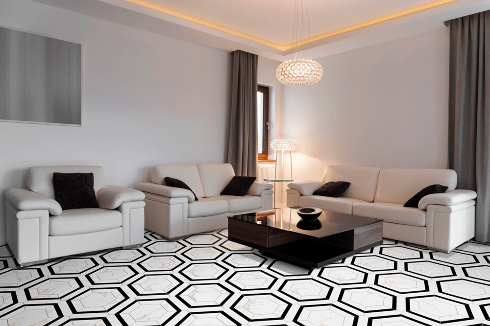 大理石紋六角花磚