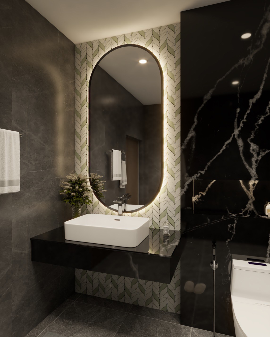 大理石紋葉型馬賽克